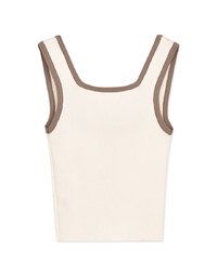Vintage Button Contrast Knit Crop Tank Top