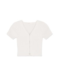 Front Zipper Short Knit Top