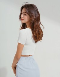 Front Zipper Short Knit Top