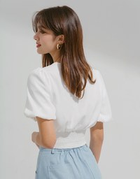 Urban Chic V-Neck Scrunch Puff Sleeve Top