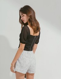 Classy Demure Sweetheart Neckline Crop Top