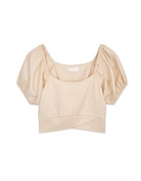 2WAY Fine Checkered Puff Sleeve Crop Top