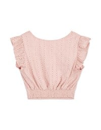 Eyelet Lace Ruffled Sleeve Crop Top