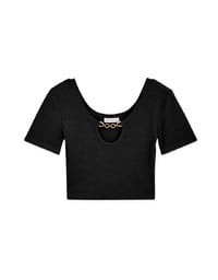 Understated Elegant Metallic Chain Crop Top