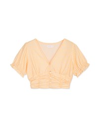 Gingham Scrunch Cinched Waist Crop Top