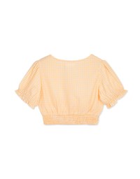 Gingham Scrunch Cinched Waist Crop Top