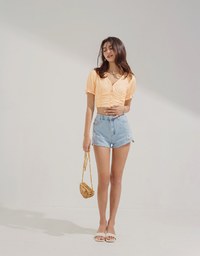 Gingham Scrunch Cinched Waist Crop Top