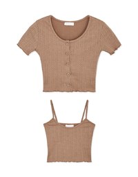 Twist Embossed Two-Piece Crop Top