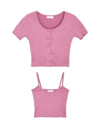 Twist Embossed Two-Piece Crop Top