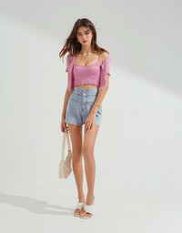 Twist Embossed Two-Piece Crop Top