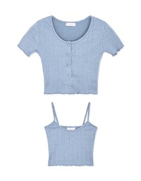 Twist Embossed Two-Piece Crop Top
