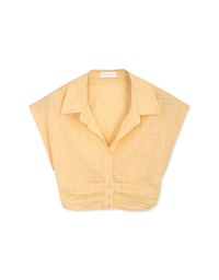 Micro-Permeable Pleated Lapel Crop Top