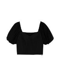 Retro Square Neck Puff Sleeves Crop Top