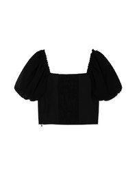 Retro Square Neck Puff Sleeves Crop Top