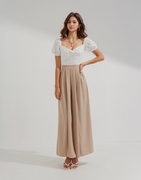 Embroidered Square Neck Twist Crop Top