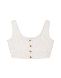 Tweed Gold Button Short Vest