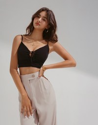 Sexy Tie Front Scratch Cami Top