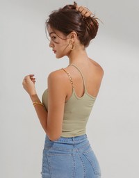 【Air 2.0】Zero-Wearing Comfortable Breasts One-Shoulder Gold Chain Bra Top