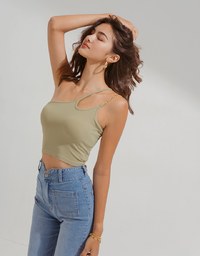 【Air 2.0】Zero-Wearing Comfortable Breasts One-Shoulder Gold Chain Bra Top