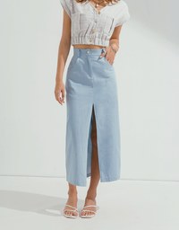 Modern Chic Front Slit Denim Skorts