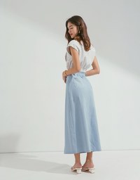 Modern Chic Front Slit Denim Skorts