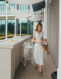 Crinkled Button Down Slit Maxi Skirt