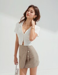 Plaid Double Cut Skirt