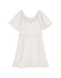 Rustic Bohême Ruffled Hem Lace Mini Dress