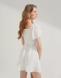 Rustic Bohême Ruffled Hem Lace Mini Dress