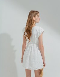Embroidered Lace Sleeveless Mini Dress