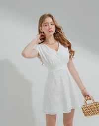 Embroidered Lace Sleeveless Mini Dress