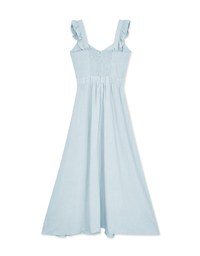 Soigné Ruffled Shoulder Strap Slit Maxi Dress