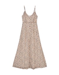 Thin Strap Ditsy Floral Button Down Slit Maxi Dress (With Padding)