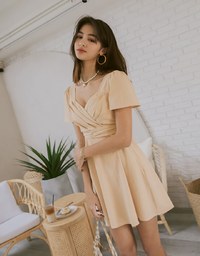 Sweet Sultry Overlap Pleated Mini Dress
