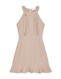 Halter Ruffled Hem Mini Dress
