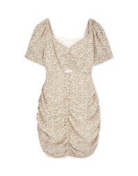 French Style Ditsy Floral Small Hollow Wrinkle Mini Dress