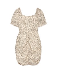 French Style Ditsy Floral Small Hollow Wrinkle Mini Dress