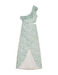 One-Shoulder Floral Slit Maxi Long Dress (With Padding)