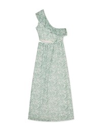 One-Shoulder Floral Slit Maxi Long Dress (With Padding)
