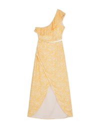 One-Shoulder Floral Slit Maxi Long Dress (With Padding)