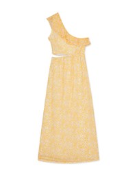 One-Shoulder Floral Slit Maxi Long Dress (With Padding)