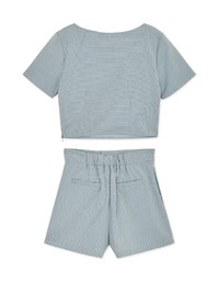Square Neck Fine Gingham Top + Shorts Set Wear