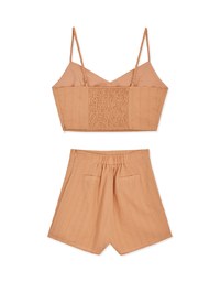 Texture Pattern Thin Strap Button Top + Skorts Set Wear