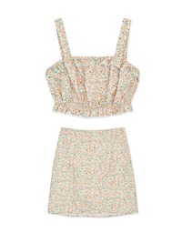 Summer Ditsy Floral Crop Top Skirt Suit