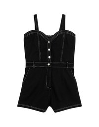 Casual Thin Strap Seamline Denim Playsuit