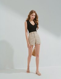 Avant-Garde Deep V Lapel Knit Crop Top