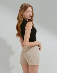 Avant-Garde Deep V Lapel Knit Crop Top