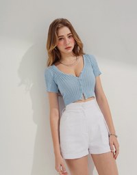 Knit Button Down Crop Top