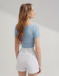 Knit Button Down Crop Top