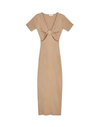 Hollow Wrinkled SideSlit Knit Long Dress